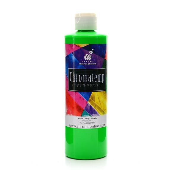 ChromaTemp Artists' Tempera Paint fluorescent green, 16.9 oz. (pack of 3)
