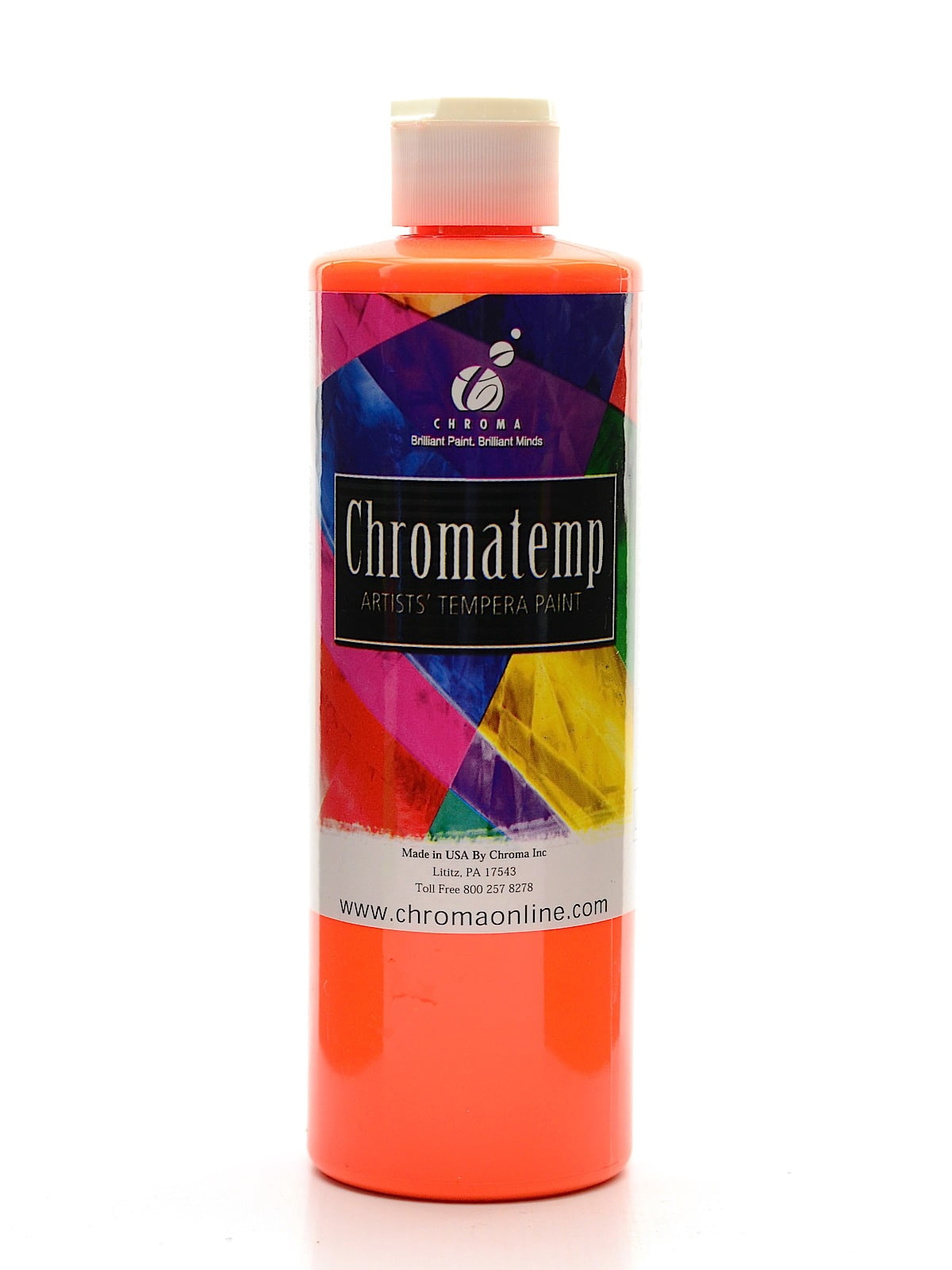 ChromaTemp Artists' Tempera Paint fluorescent orange, 16.9 oz. (pack of 3)