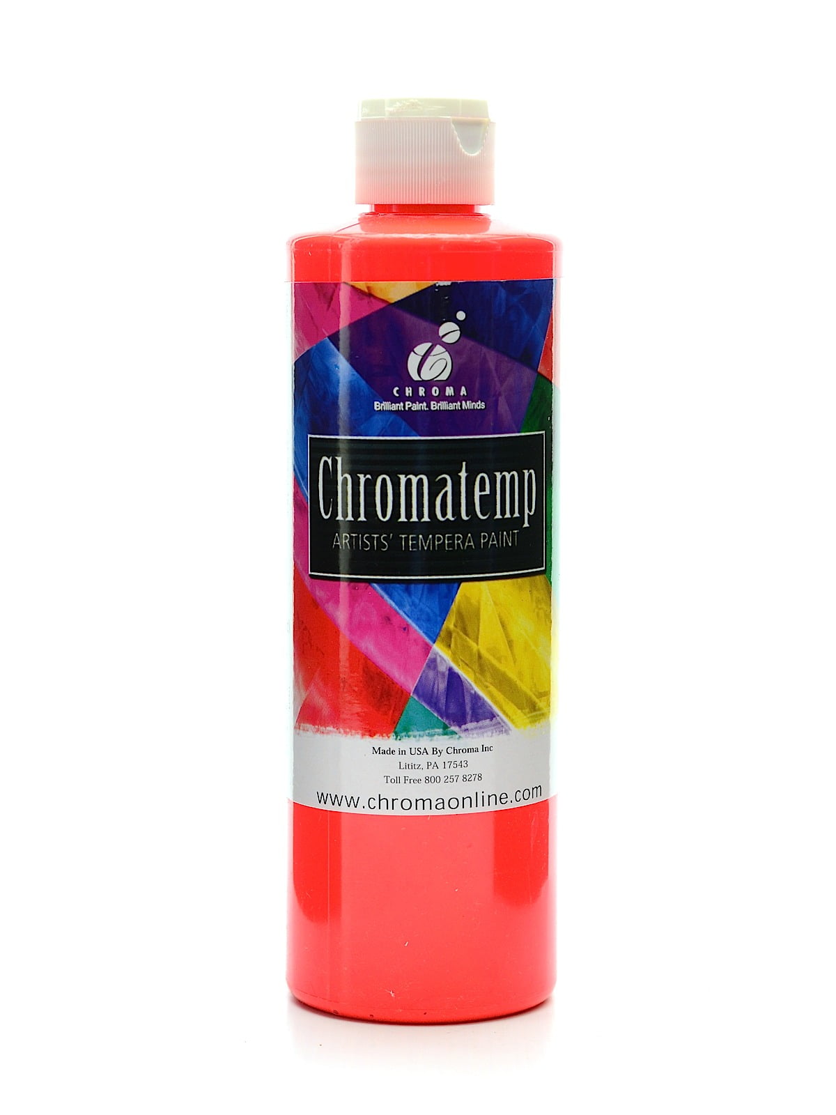 ChromaTemp Artists' Tempera Paint fluorescent red, 16.9 oz. (pack of 3)