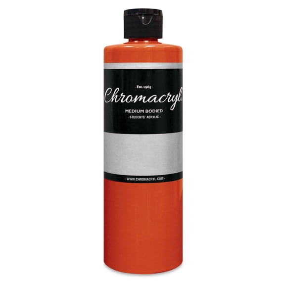 Chromacryl Premium Students Acrylic Paint, 1 pt Bottle, Orange Vermilion