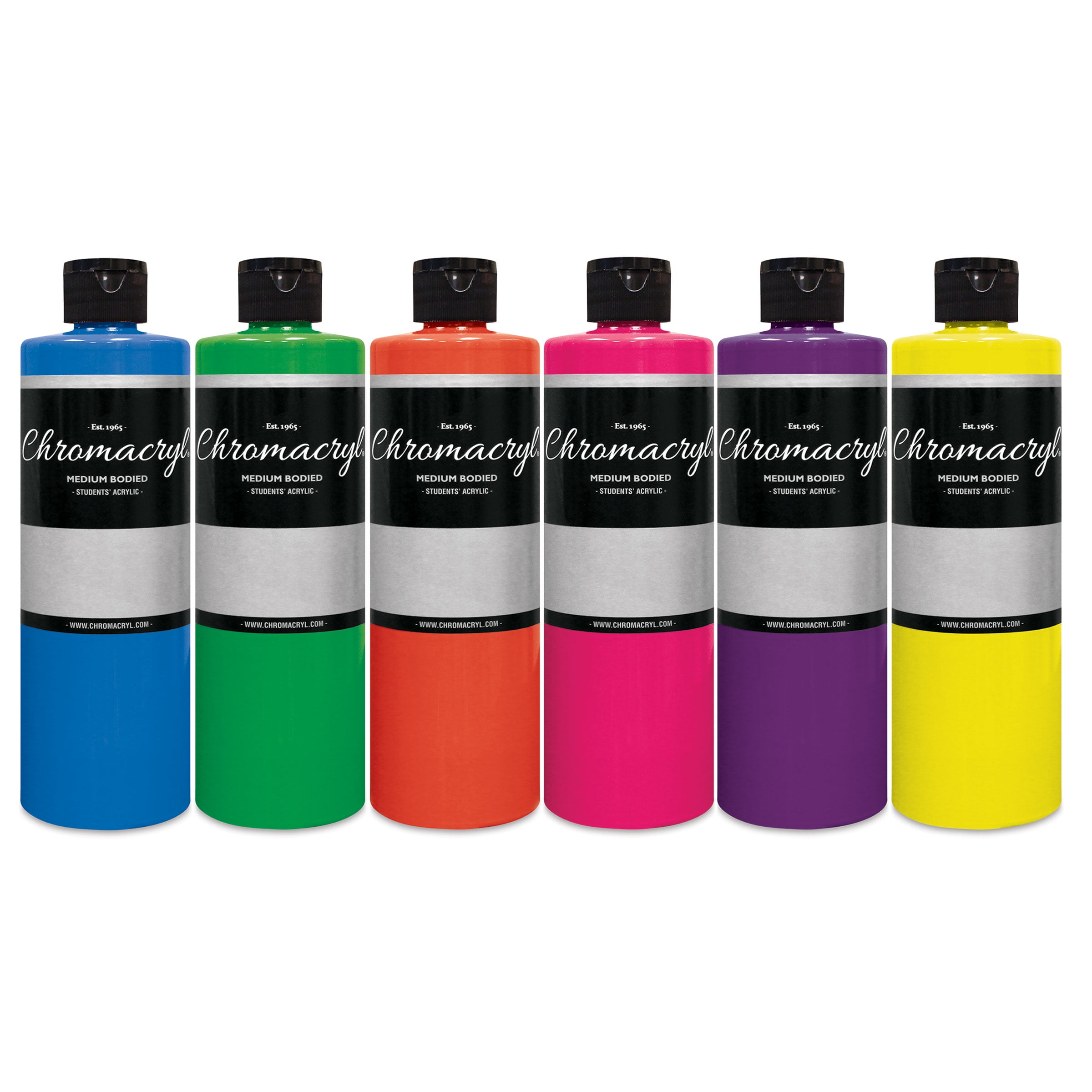 Chromacryl Students' Acrylics - Set of 6, Neon Colors, Pints