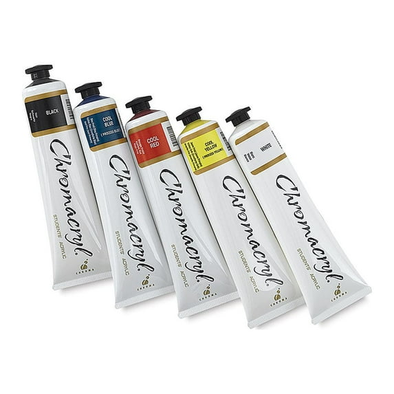 Chromacryl Students' Acrylics - Set of 5 Colors, 2.5 oz tubes