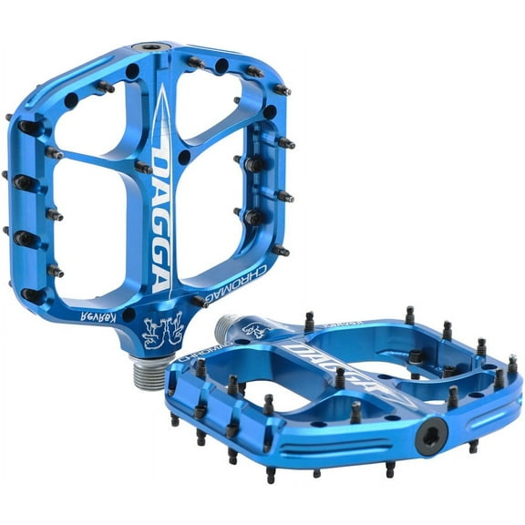Chromag Dagga Platform Pedals 9/16" Concave Aluminum Body 24 Removable Pins Blue