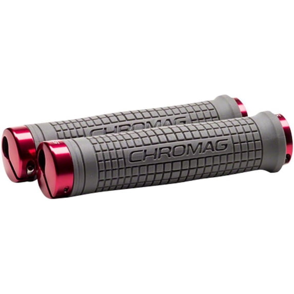 Chromag Squarewave XL Grips: Gray and Red