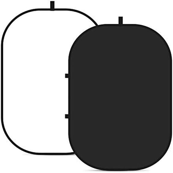 Chromakey Backdrops, Double Sided Black Screen and White Screen, 2 in 1 Collapsible and Reversible Background for Photography, Gaming and Live Streaming, 5'×6.6'/1.5m×2m (Black/White)