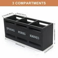 thumbnail image 1 of Chromalune Modern Wooden Utensil With 3 Compartment Silverware Cutlery Holders for Countertop Kitchen Utensils Organizer Kitchen Storage Rack Black, 1 of 8
