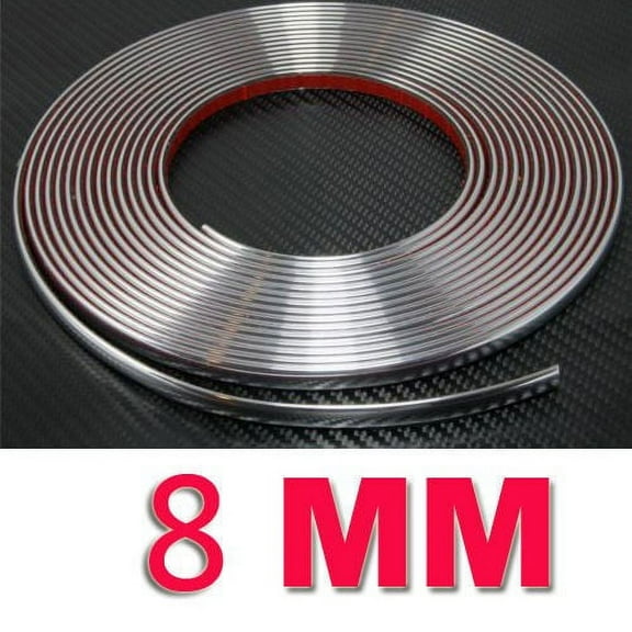 Chromate treatment Silver Chrome Moulding Strip 8mmx15m Protecting Vehicle Scratching Improving Interior Exterior