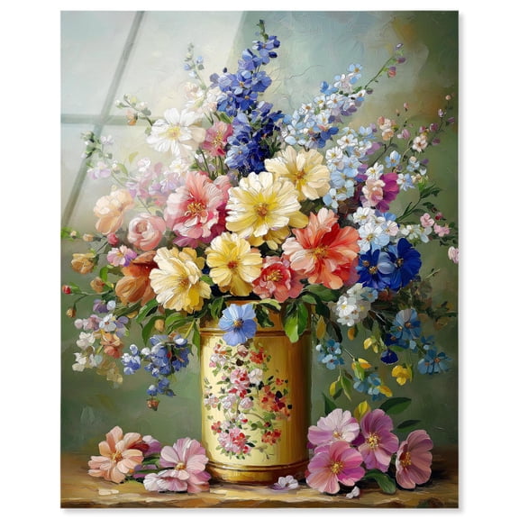 Chromatic Corolla High-Gloss Frameless Acrylic Glass Wall Art Glam Farmhouse Art by Art Remedy, Ready to Hang, 16 x 20