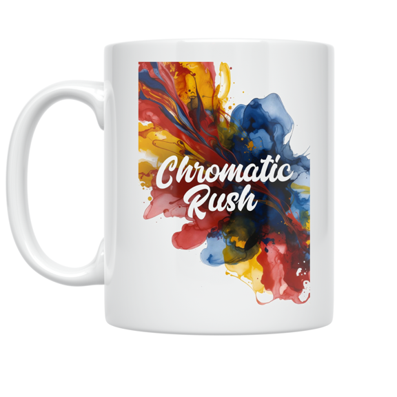 Chromatic Rush Abstract Design - Art Enthusiast - 11 oz Ceramic Coffee Mug