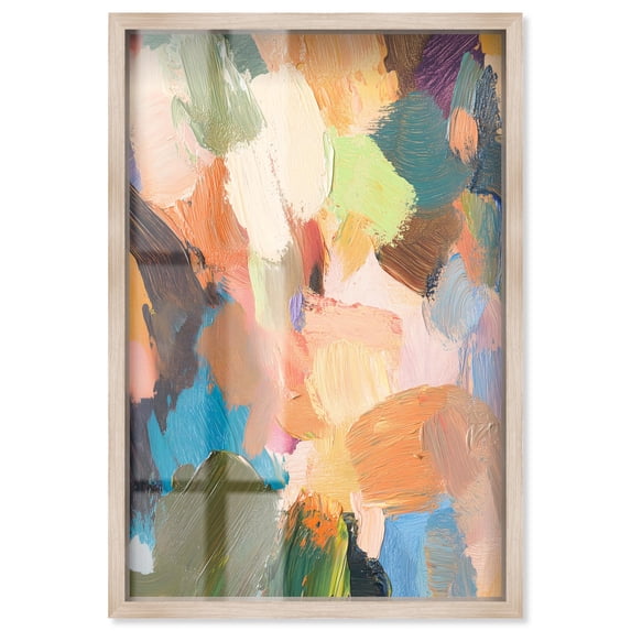 Chromatic Surge III Shadowbox Print Colorful Abstracts by Art Remedy, Blonde Frame, 24 x 36