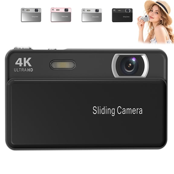 Chromavault Sliding Digital Camera, Slide and Shoot, Quick-Slide Design Paired with Retro Tones, HD Clarity with Smart Zoom, Type-C Port for Easy Operation, Easy to Carry, Ideal for Travel
