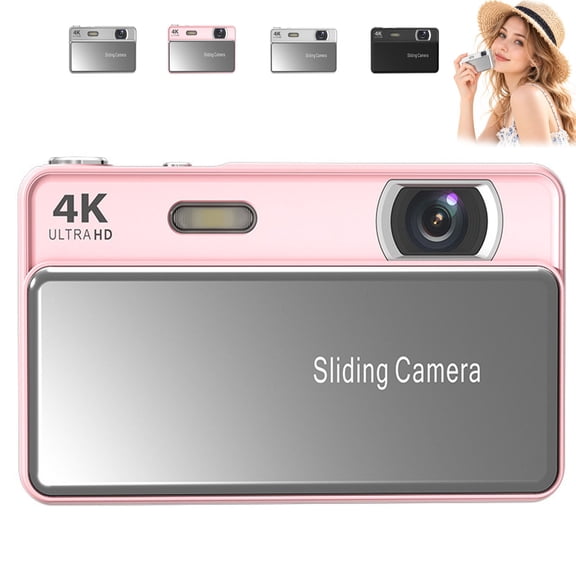 Chromavault Sliding Digital Camera, Slide and Shoot, Quick-Slide Design Paired with Retro Tones, HD Clarity with Smart Zoom, Type-C Port for Easy Operation, Easy to Carry, Ideal for Travel
