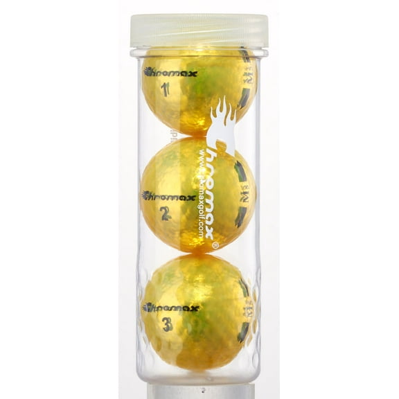 Chromax M5 Metallic High Visibility Yellow Golf Balls, Tube of 3, NEW