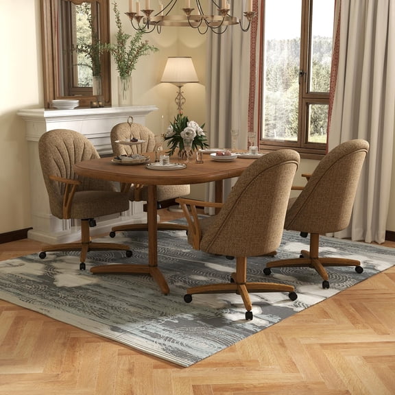 Chromcraft 5-Piece Dining Set with Expandable Dining Table and 4 Chairs, Seats 4, Vivacious Mocha, Ideal for Home Office, Dining and Kitchen Areas