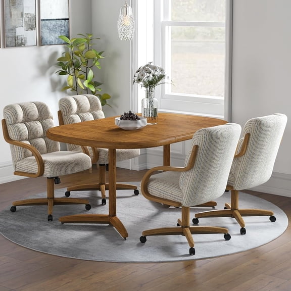 Chromcraft Expandable Dining Table Set with Swivel-Tilt Caster Chairs, 5-Piece, Coddle Galaxy