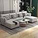 thumbnail image 1 of Chromcraft 6 Seats Large Sectional Modular Couch 32" Deeper Seat Sofa U Shape Sofa Couch Convertible Modern Comfy Sectional Chaise Sleeper Sofa for Living Room(Light Grey), 1 of 6
