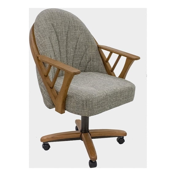 Chromcraft CM92 Caster 19.5" Solid Wood Dining Chair in Medium Oak