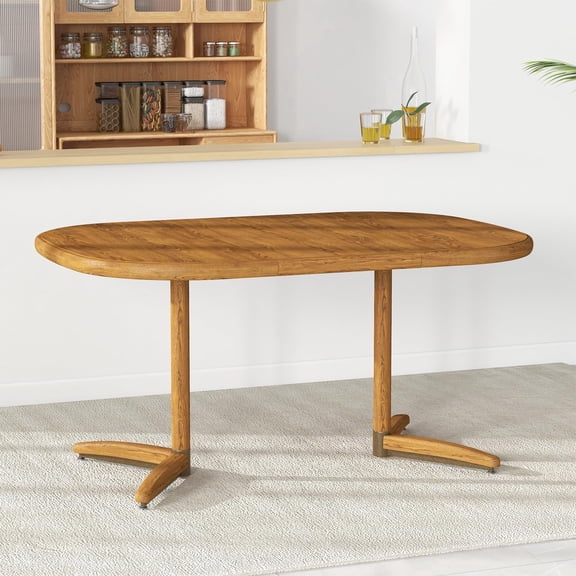 Chromcraft Dining Room Table, Expandable Kitchen Table with 18" Extension Leaf, Seats 4-6, Chestnut