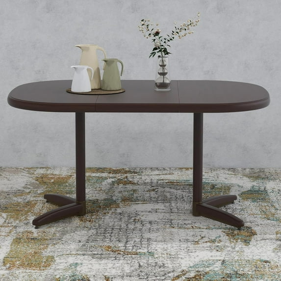 Chromcraft Dining Table for 4 Person and 6 Person, Extendable Wooden Kitchen Room Dining Table with 18" Extension Leaf (Walnut)