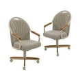 thumbnail image 1 of Chromcraft Douglas 2-Piece Swivel Dining Chairs with Casters, Cushioned Seats, Chestnut Wood Arms, Light Sand Metal Accents, 1 of 11