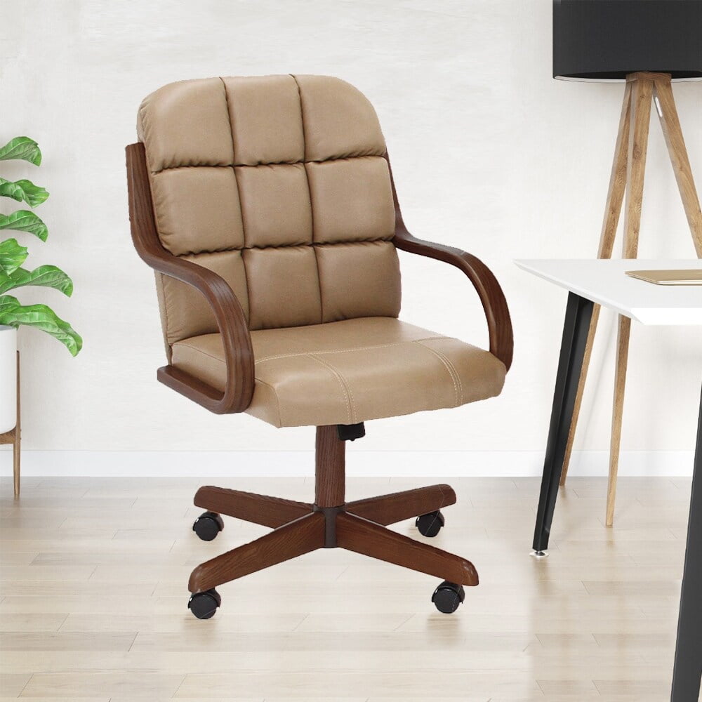 Chromcraft Douglas Caster Dining Chairs in Chestnut Finish (Set of 2