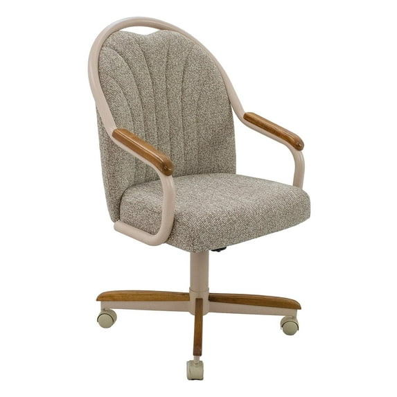 Chromcraft Douglas Casual Dining Chairs Classic Swivel Tilt Dining Chairs with Casters, Wooden Arm Metal Base Chairs with Rolling Wheels for Kitchen & Dining Room (1pack)