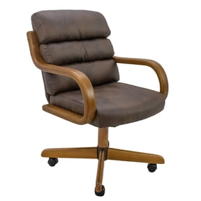 Chromcraft Douglas Swivel Tilt Dining Chair with Casters – Comfortable Cushioned Seat for Kitchen & Home Office, Mocha Upholstery, Chestnut Wood Accents, 1-piece set