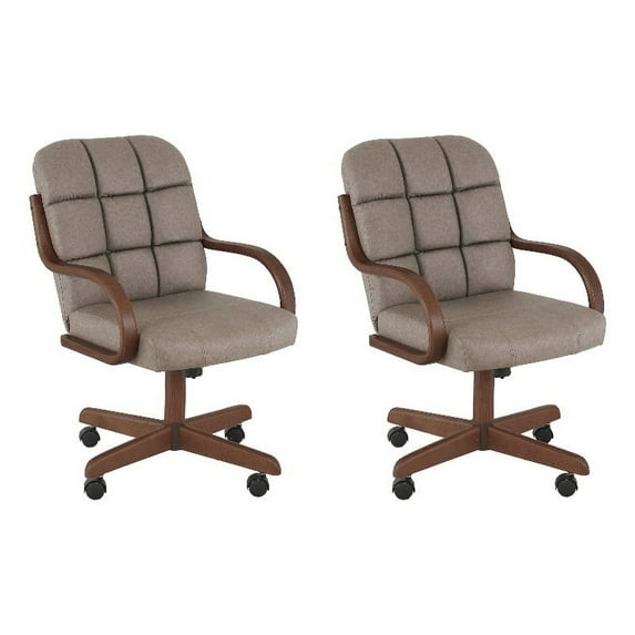 Chromcraft Douglas Swivel Dining Arm Chair in Walnut Wood Finish (Set of 2)