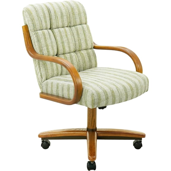 Chromcraft Dining Chairs on Wheels, Ultra Comfort Swivel Tilt Casual Wooden Cap with Metal Frame Rolling Chairs, Alden Garden, Suitable for Home Office and Dining Use