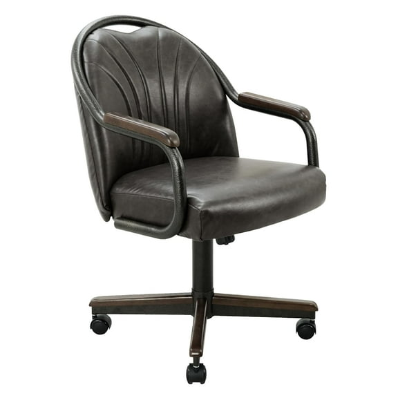 Chromcraft Swivel Tilt Chairs, PU Leather Chair with Rubber Wheels, Ultra Comfy Kitchen Chairs