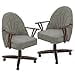 Chromcraft Swivel-Tilt Caster Dining Chairs (Set of 2) – Walnut Wood & Fonzo Marble Upholstery