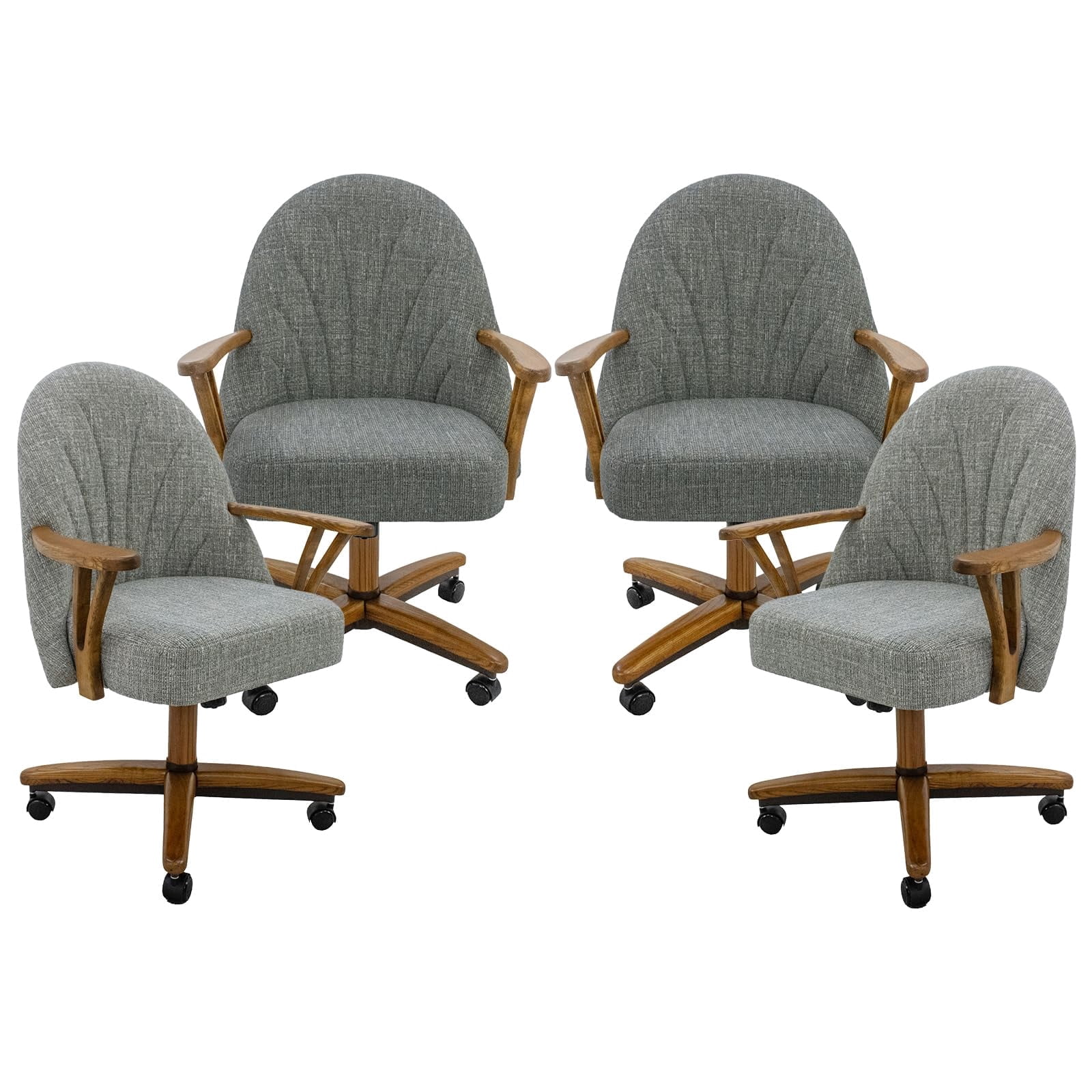 Chromcraft Swivel-Tilt Caster Dining Chairs (Set of 4) – Chestnut Wood ...