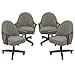 Chromcraft Dining Chairs on Casters – Swivel Tilt Rolling Cushioned Seats in Fonzo Marble fabric with Walnut Finish, Set of 4