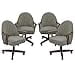 Chromcraft Dining Chairs on Casters – Swivel Tilt Rolling Cushioned Seats in Fonzo Marble fabric with Walnut Finish, Set of 4
