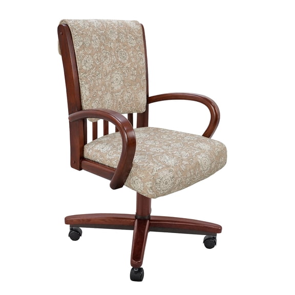 Chromcraft Set of 1 Chairs, Classic Chairs with Soft Double Wheels for Kitchen Room(Chestnut-2336)