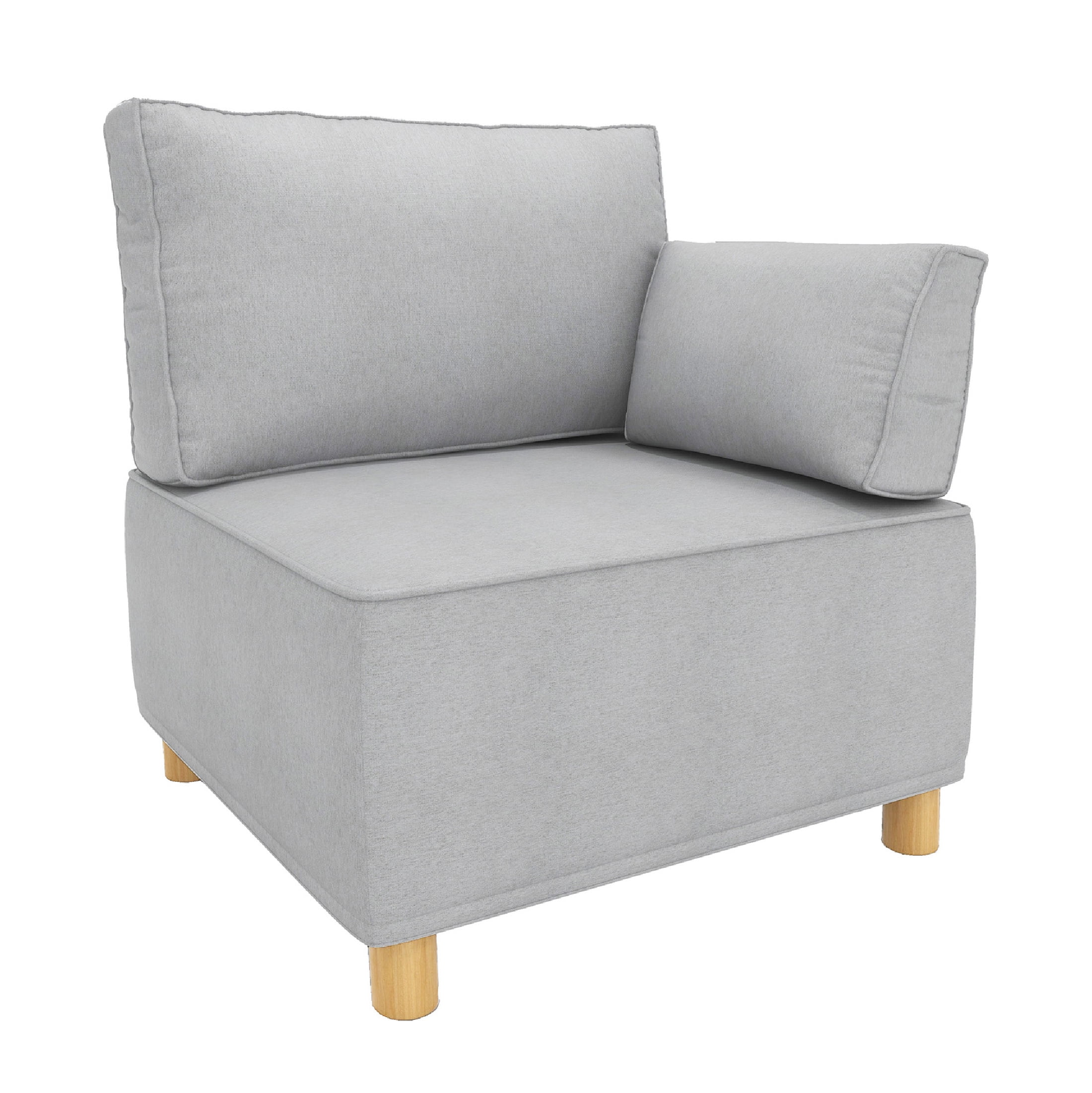 Chromcraft Mckenzie Modular Sectional Sofa Single Arm Seat Chair, Textured Gray Fabric, Indoor Furniture for Living Room, 1 Piece