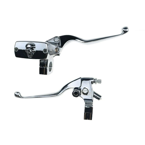 Chrome 1" Handlebar Skull Reservoir Brake Clutch Lever Cruiser Chopper Custom