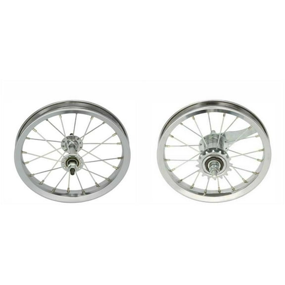 Chrome 12" 20 Spoke Wheel Set. Front and Back Coaster wheel