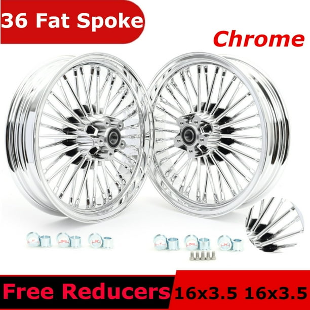 Chrome 16X3.5 Fat Spoke Wheels Rim Set for Harley Heritage Softail Classic Springer FLSTC Walmart Business Supplies