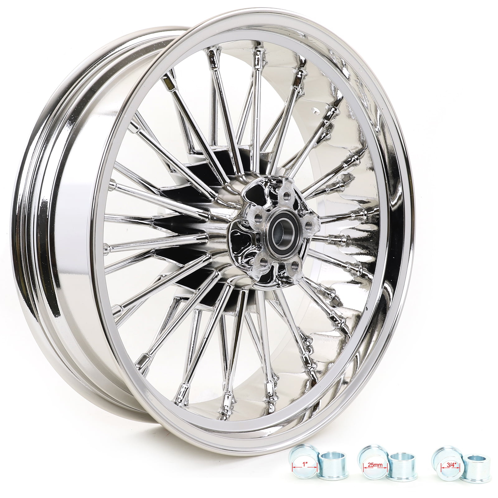 Chrome 18"x5.5" Fat Spoke Rear Wheel Rim Tubeless for Harley touring 84-08 Fatboy 08-17 softail Dyna