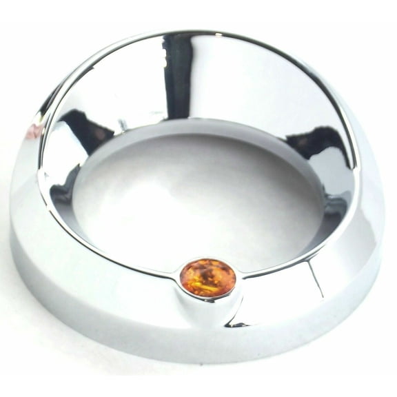 Chrome 3 3/4" Tach Speed Visor Bezel W/Amber Jewel Peterbilt Frieghtliner 87-05