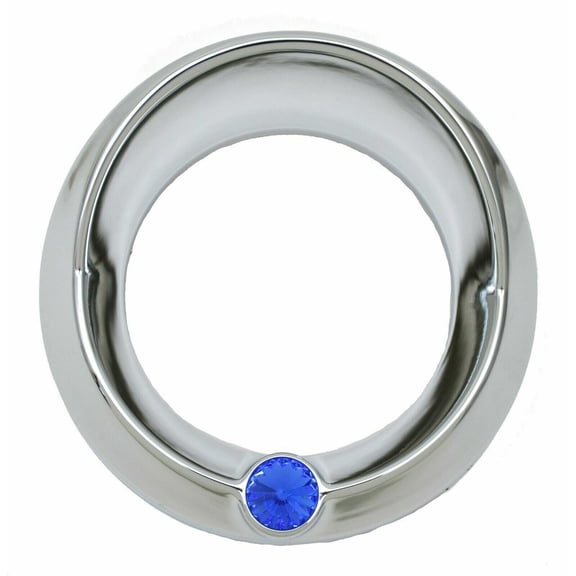 Chrome 3 3/4" Tach Speed Visor Bezel W/Blue Jewel Peterbilt Frieghtliner 87-05