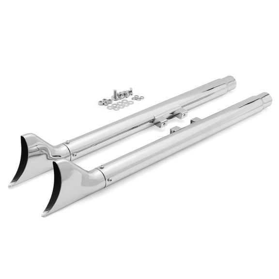 Chrome 33" Slip on Fishtail Mufflers Exhaust Pipes for Harley Softail Heritage Fat Boy
