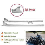 Chrome 36 Inch Dual Slip-On Fishtail Exhaust Pipes for Harley Softail 2007-2017 Fatboy Deluxe Slim Springer Heritage Classic