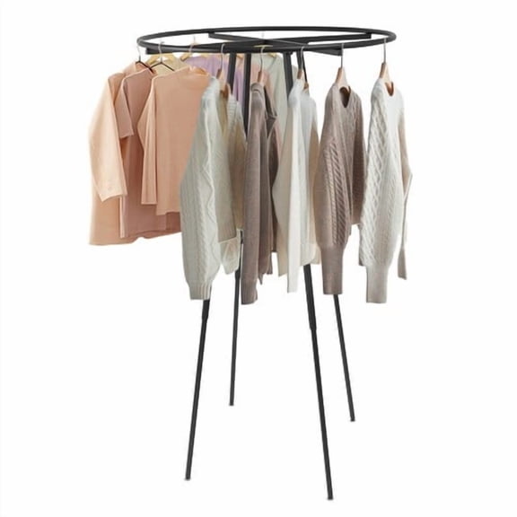 Chrome 36" Round Clothing Rack Hight 48 - 72" H Leveler Glides Garment Black