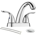 thumbnail image 1 of Chrome 4 Inch 2 Handle Centerset 2 or 3 Holes Bathroom Faucet, Vanity Sink Faucet with Copper Pop Up Drain and Water Supply Lines, 1 of 18