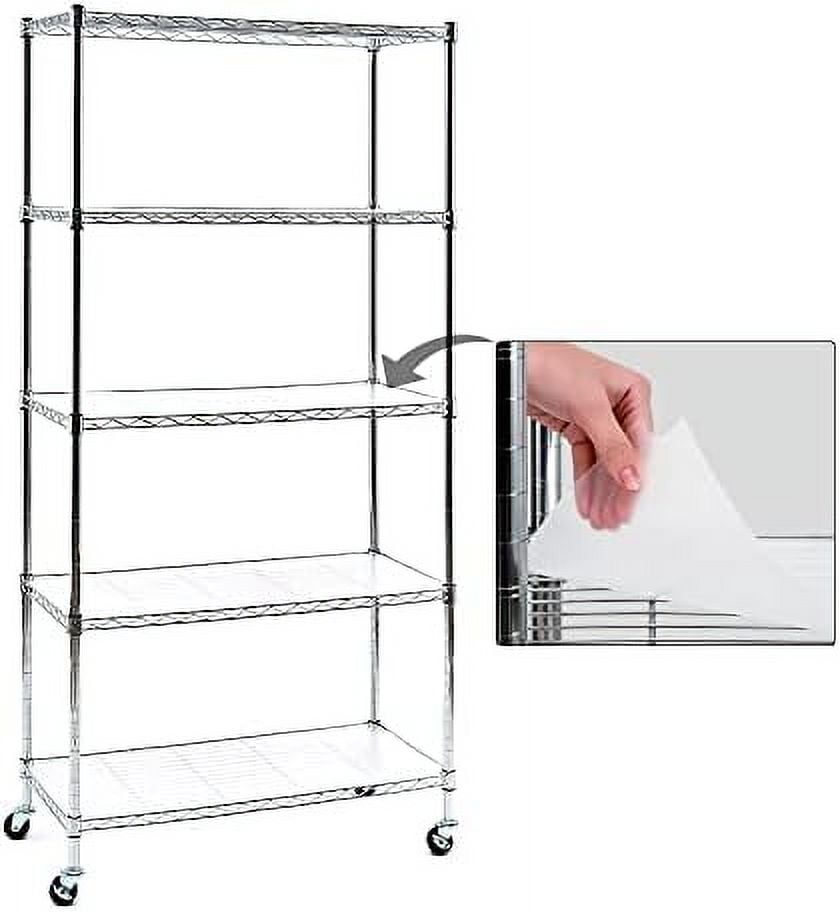 Chrome 4-Shelf Adjustable Steel Wire Shelving Unit with Wheels
