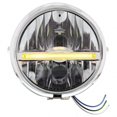 thumbnail image 1 of Chrome 5 3/4? Motorcycle Headlight - Side Mount - 9 LED Headlight w/Amber LED Position Light Bar, 1 of 2
