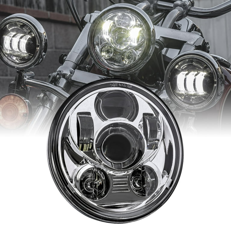 Chrome 5-3/4 Round LED Headlight for Harley Davidson Dyna