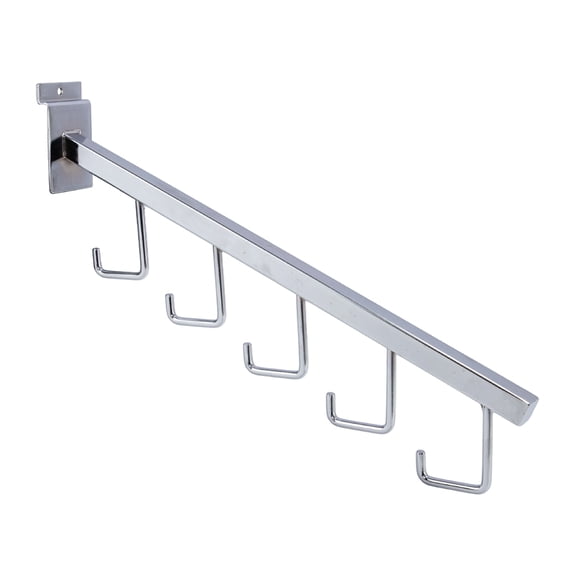 SSWBasics Chrome 5-J-Hook Waterfall for Slatwall - pack of 10